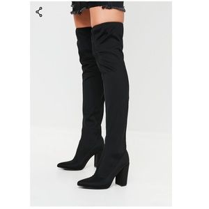 Missguided Pointed Neoprene Over The Knee Boots